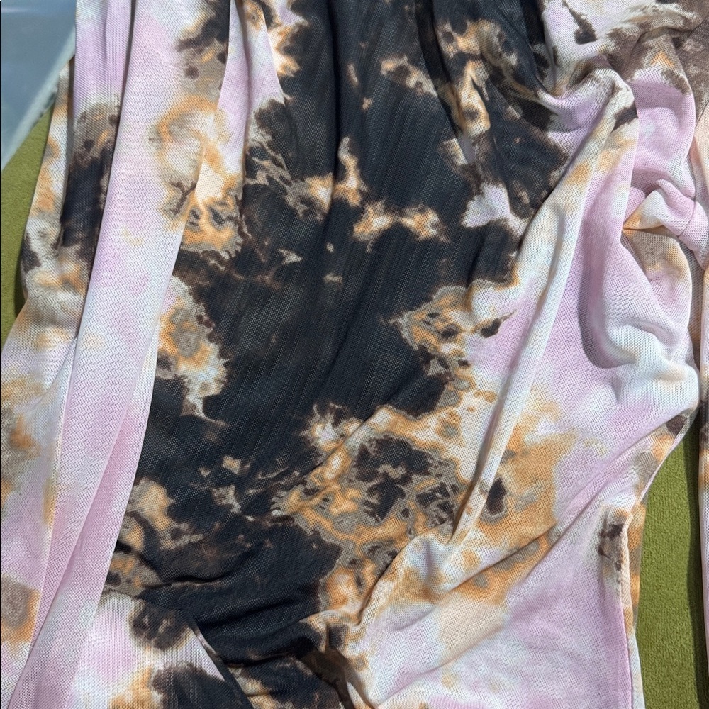 AFRM Mesh Bodycon Long Sleeve Midi Dress Medium Tie Dye Pink NWOT 134 - Picture 4 of 4